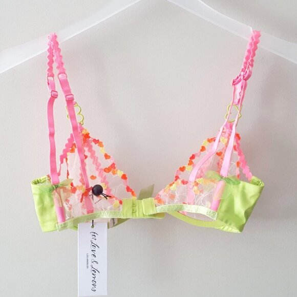 NWT For Love & Lemons x Victoria's Secret Tossed Heart embroidery Bra, XS - Picture 13 of 13